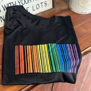 Pride Month Rainbow Bar Code Pattern Gay T-shirt Casual Slightly Stretch